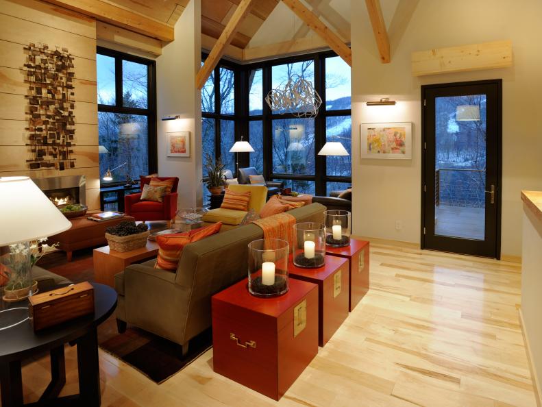 Seating Areas in Large Living Room With Mountain View