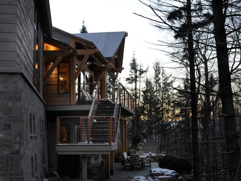 Wood Home Exterior With Outdoor Stairs