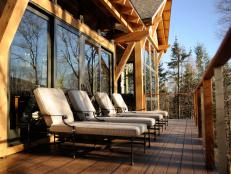 Mountain Home Exterior Deck with Chaise Lounges