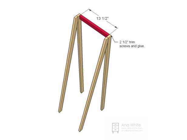 Diagram of Wooden Frame With Red Top Piece