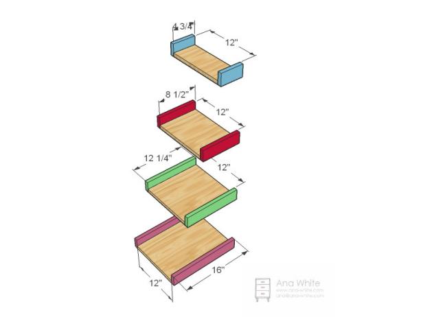Diagram of How To Build Storage Ladder Shelves