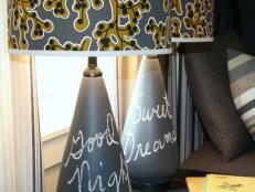 Nightstand table lamps with chalkboard bases