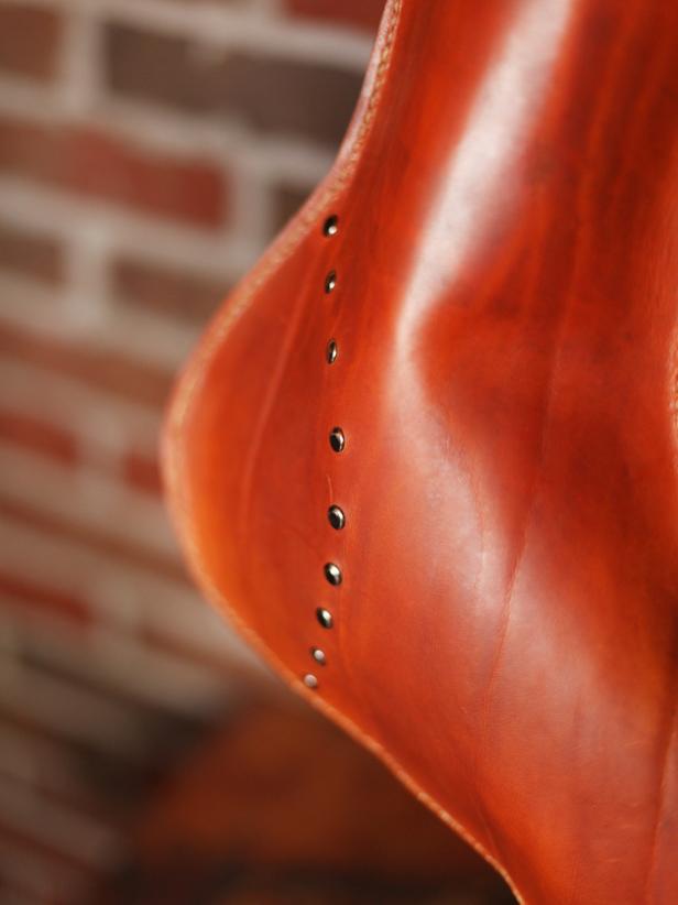 Leather Stocking With Metallic Rivets