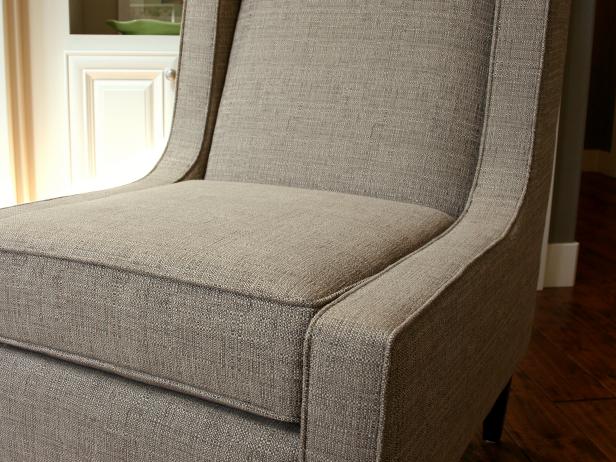 Close-Up of Transitional Taupe Upholstered Chair