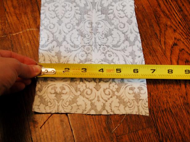 Measure and cut a piece of fabric to sink width plus 1&quot; seam allowance and 6-1/2 inches wide.