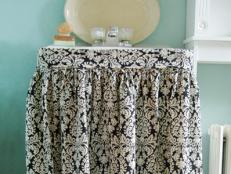 Black & White Pattern Pedestal Sink Skirt