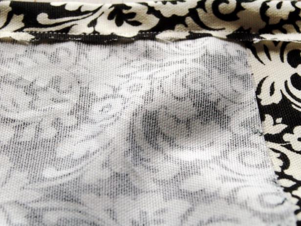 Black and White Patterned Fabric Edges Folded Over and Sewn