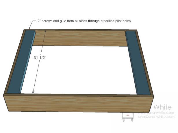 Coffee Table Blueprint Showing Box and Aprons