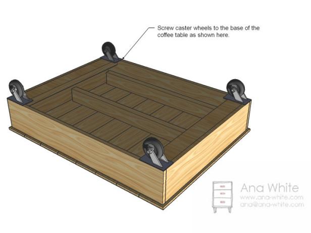 Coffee Table Illustration Showing How to Attach Wheels