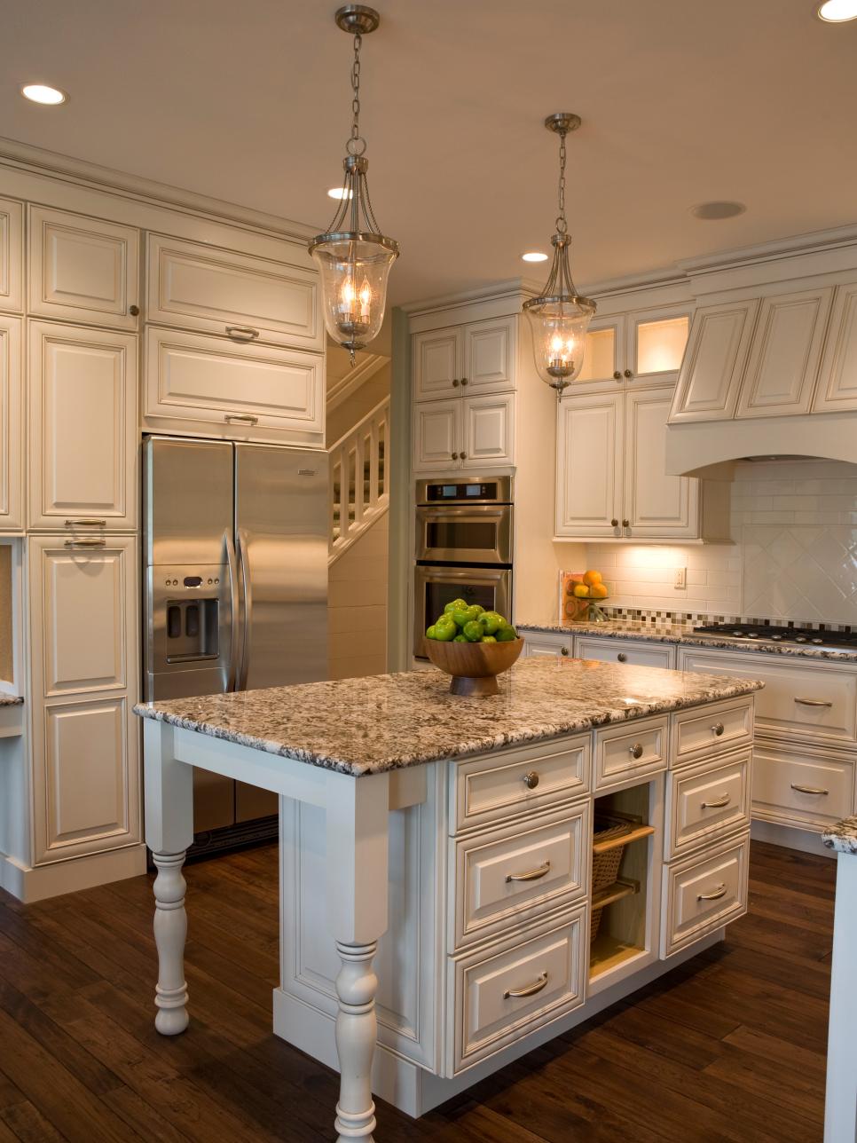 Cottage White and Granite Kitchen With Island HGTV