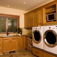 Spacious and Neutral Laundry Room