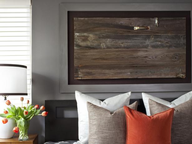 Neutral Bedroom With Wood Art 