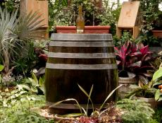 Wine barrel water fountain
