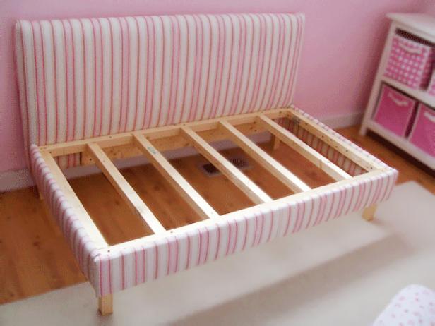 Pink and White Striped Kid's Bed