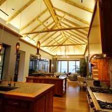 Massive Luxury Kitchen With Dramatic Vaulted Ceilings