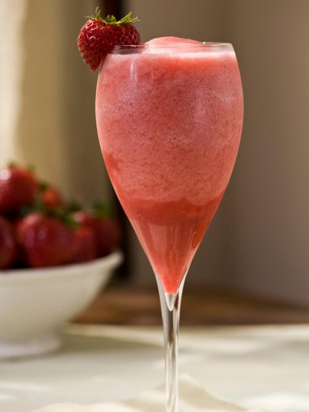 Frozen Cocktail With Strawberry Garnish 