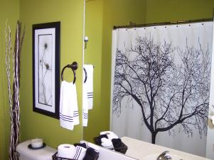Black and White Tree Shower Curtain