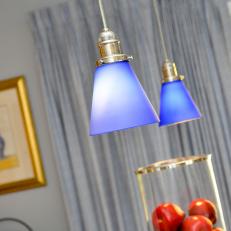 Contemporary Blue Pendant Lights in Traditional Kitchen
