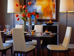 beasley orange white dining room