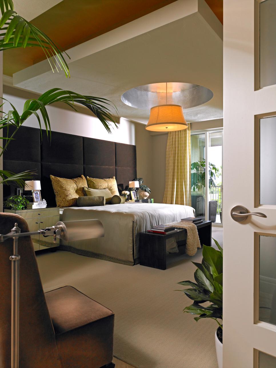 Modern Master Bedroom With Elegant Pendant Light | HGTV