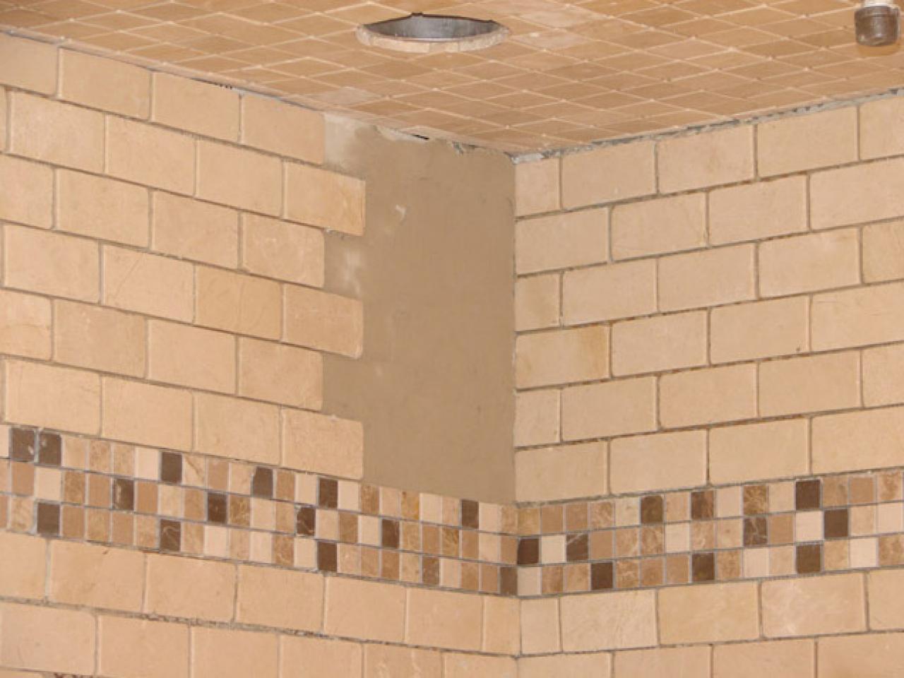 Install Tile In A Bathroom Shower, How To Install Mosaic Tile Border In Shower