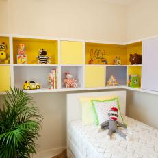 Modern Kid's Bedroom With Modular Yellow and White Storage