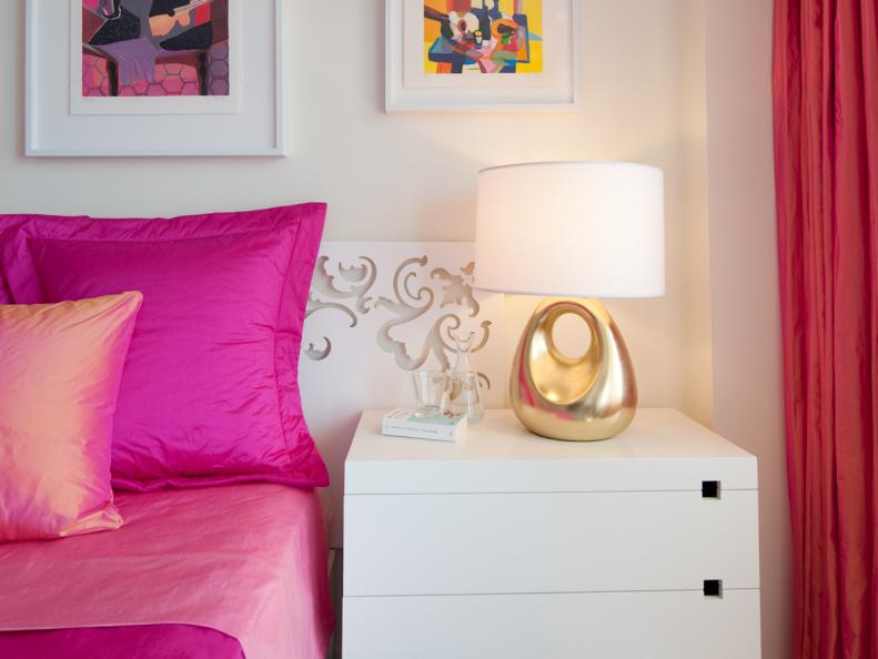 Contemporary Pink and White Bedroom