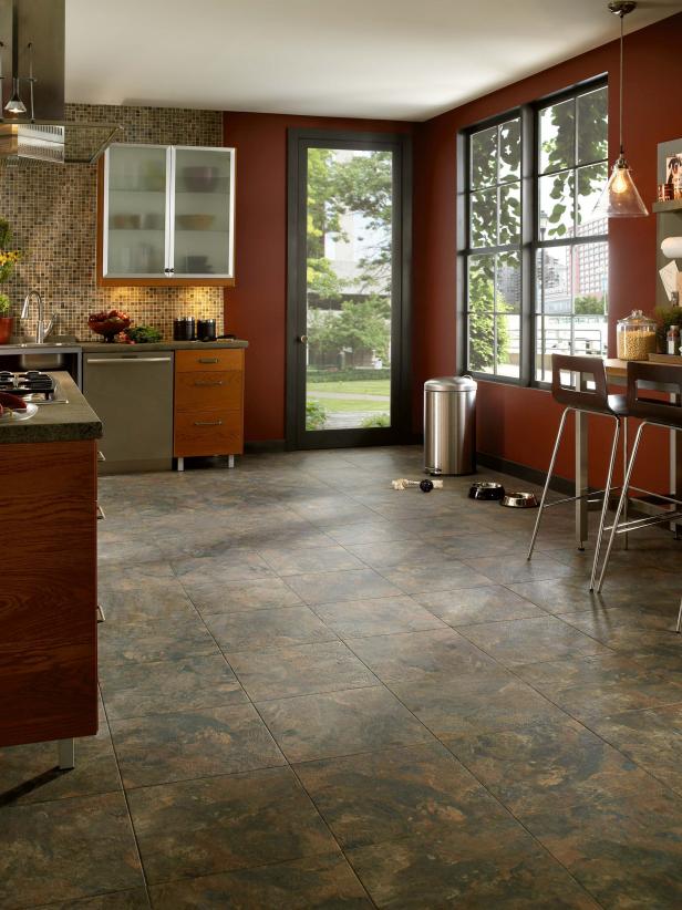 Transitional Kitchen in Reds and Earth Tones