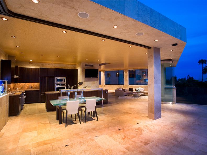 Outdoor Room With Recessed Lighting 