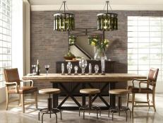 Urban Dining Room With Exposed  Brick Walls 