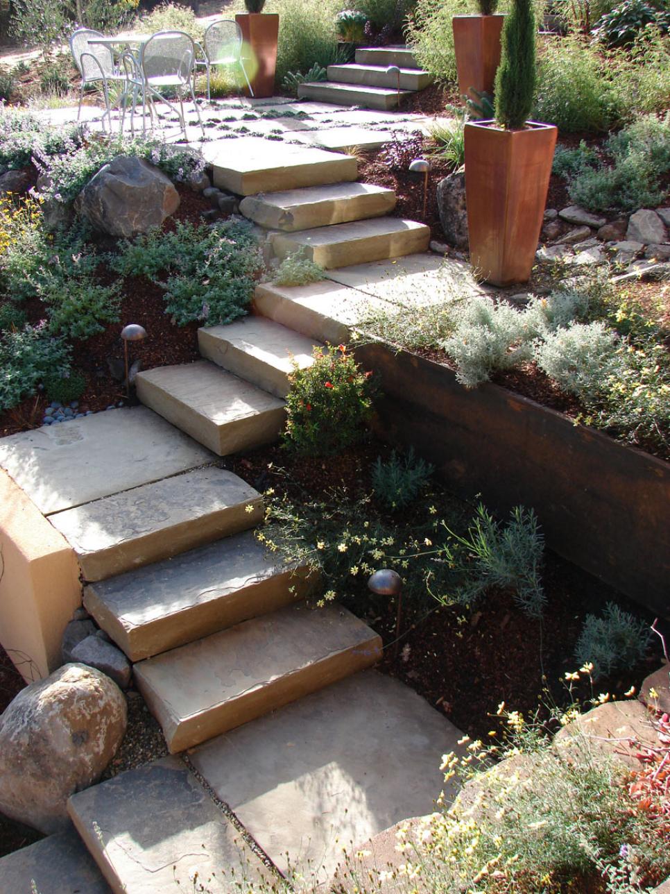 Multi-tiered Garden With Cement Steps | HGTV