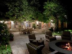 Yard with Exterior Lighting
