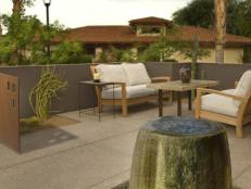 Modern Neutral Patio With Water Feature