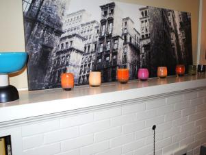Candles Add Color to White Mantel