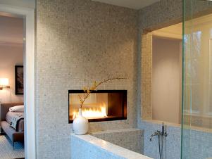 Bathroom Fireplace in Tile Wall
