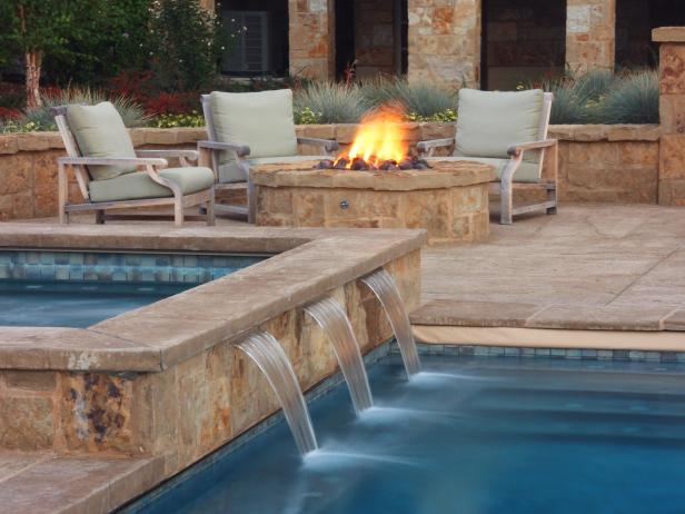 backyard pool and firepit ideas