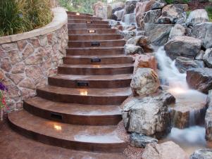 Outdoor Staircase With Built-In Lighting