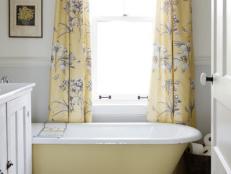 Yellow Tub in French Country Bathroom