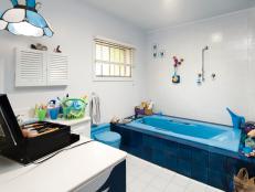 Blue Tub Bathroom Before 
