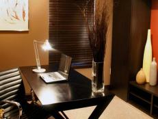 Contemporary Light Brown Office With Sleek Dark Brown Desk