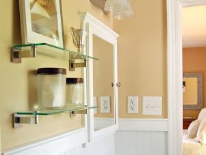 Bathroom Beadboard and Glass Shelves