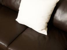 leather sofa with white pillow