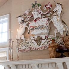 Fireplace Mantel With Antique Coat of Arms