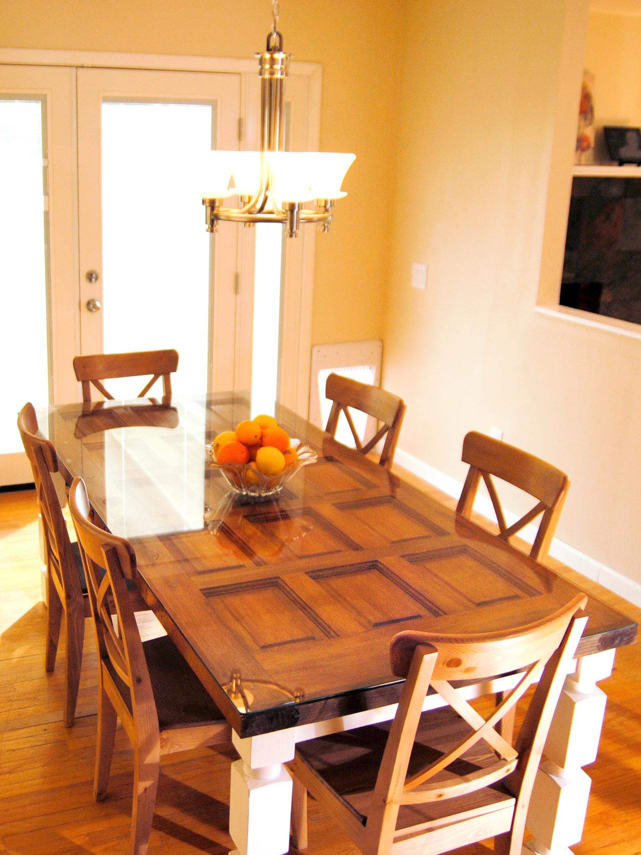 How To Build A Dining Table From An Old Door And Posts Hgtv