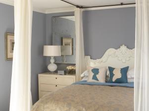 Blue and White Canopy Bed