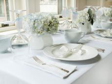 White and Blue Bridal Shower Table Setting
