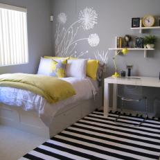 Contemporary Teen Bedroom With Yellow Accents