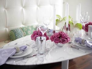 White Table Setting Brightened with Roses