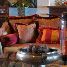 Photos Hgtv Multicolored Moroccan Sofa In Living Room With Metallic Accents