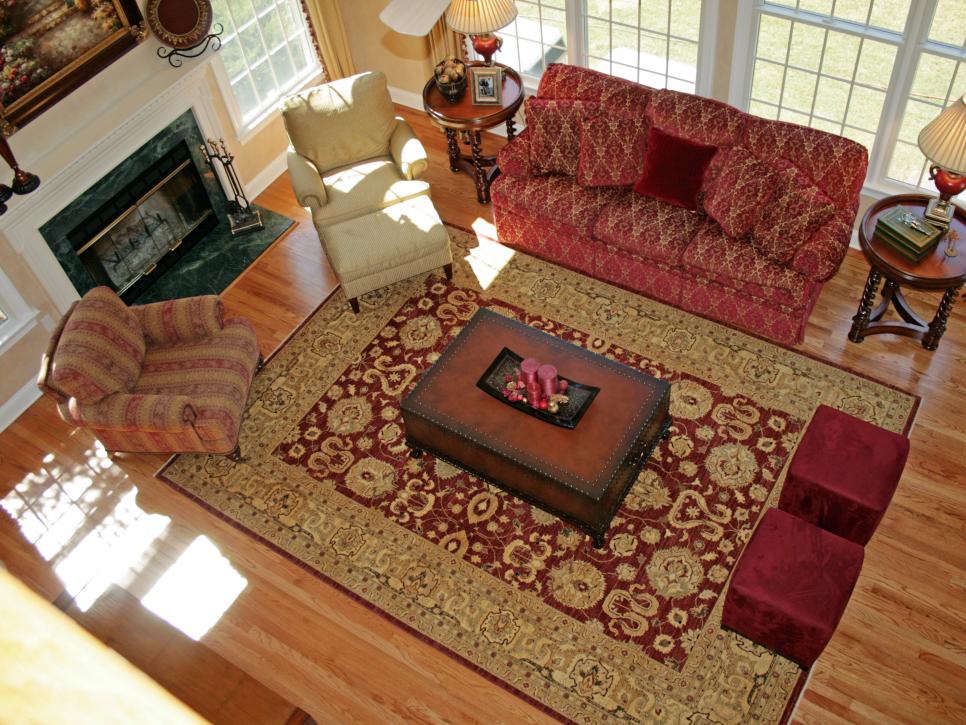 Traditional Living Room With Red Sofa, Red Sofa Living Room